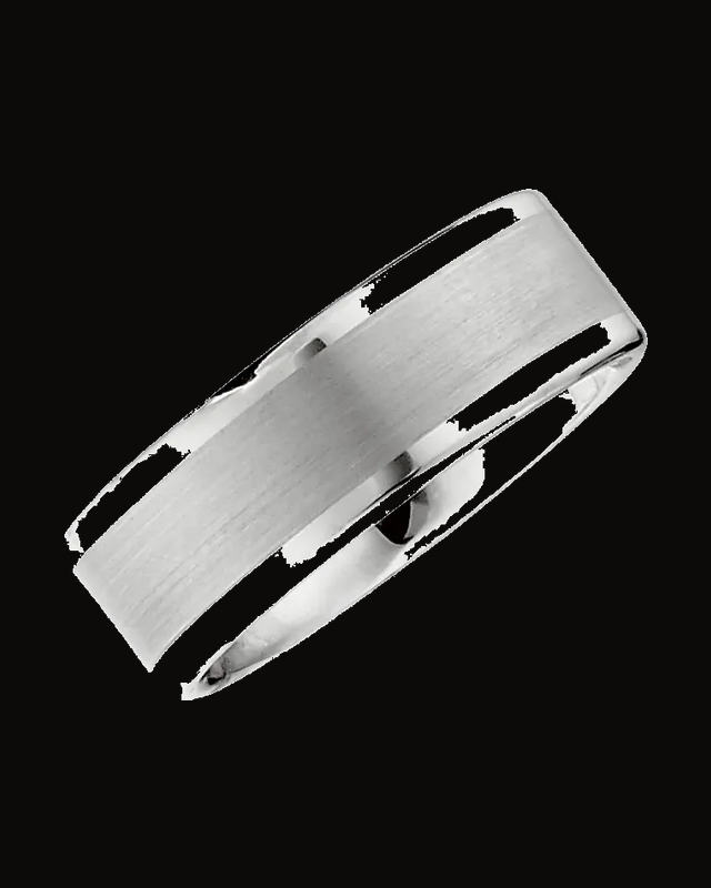 Inlay Comfort-Fit Flat Band with Satin Finish — White Tungsten · 8 mm