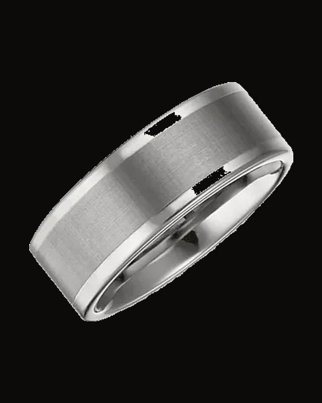 Inlay Comfort-Fit Band with Satin Finish — Tungsten · 8 mm