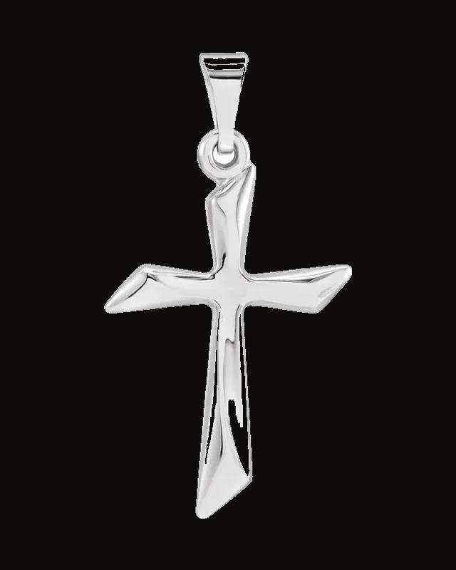 Hollow Cross Necklace or Pendant — 14K White / Yellow Gold