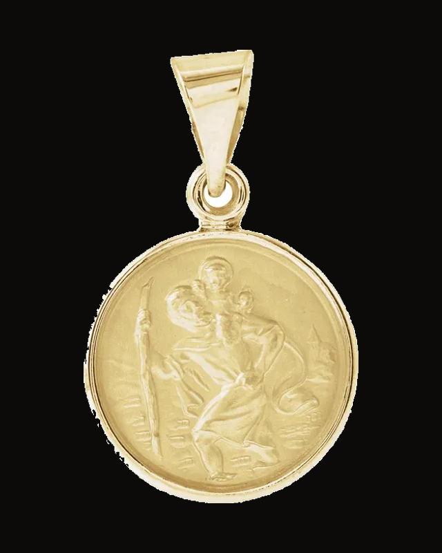 Round St. Christopher Medal — 18K Yellow Gold