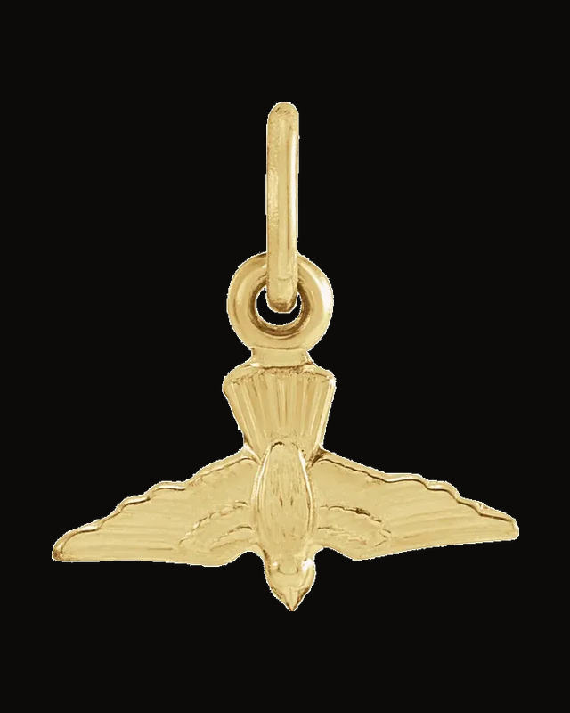 White Dove Pendant — 14K Yellow Gold