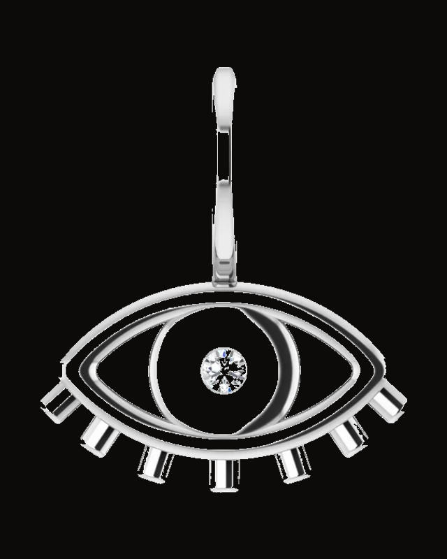 0.02 Ct Natural Diamond Evil Eye Charm/Pendant