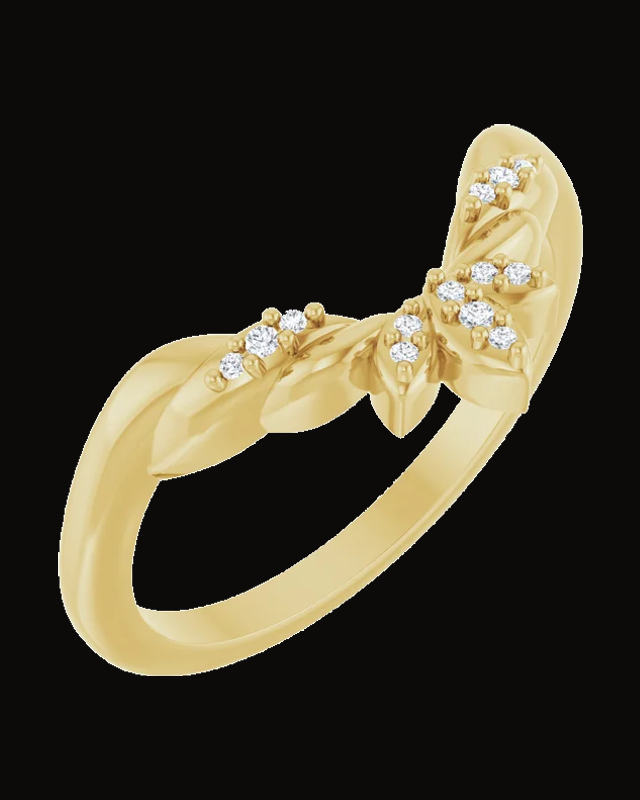 0.03 CTW Natural Diamond Floral Contour Band — 14K Yellow Gold · 1.5 mm