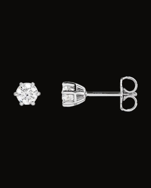Round 6-Prong Stud Earrings — 14K White / Yellow Gold