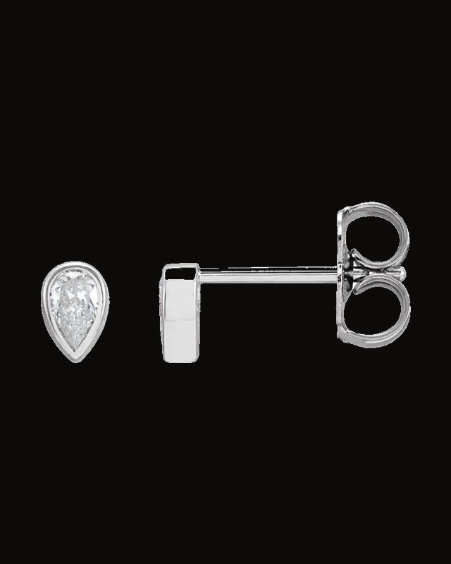 Pear Bezel-Set Stud Earrings — 14K White / Yellow Gold