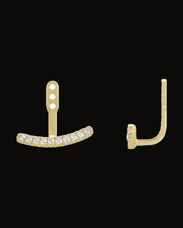 Lab-Grown Diamond Curved Bar Earring Jackets — 14K Yellow / White Gold · 1/5 CTW