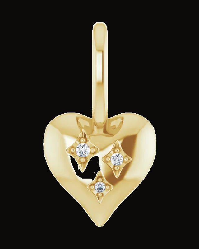 0.01 CTW Natural Diamond Heart Charm/Pendant — 14K White / Yellow Gold