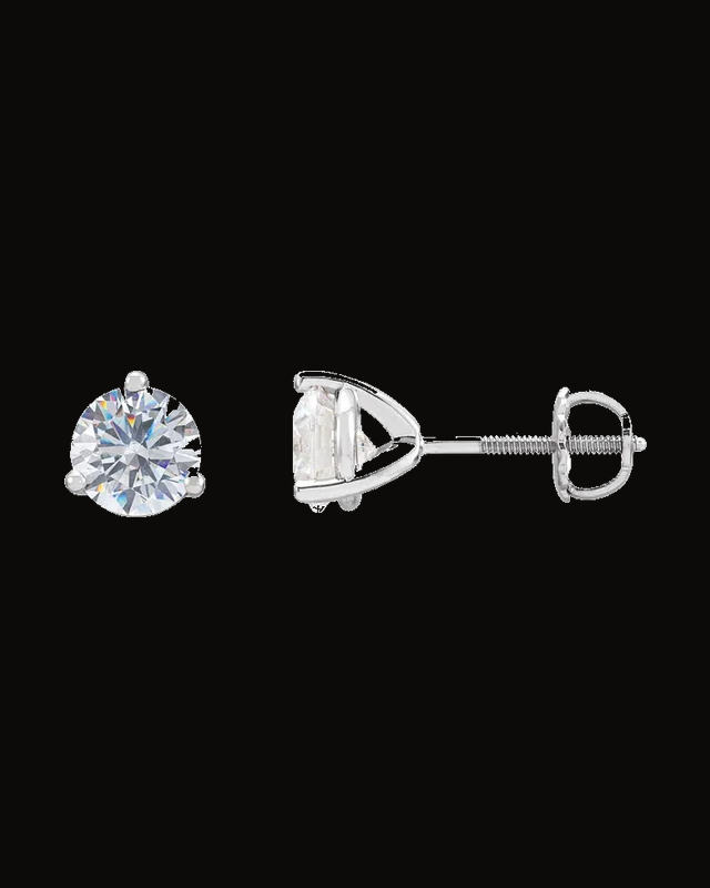 Imitation White Cubic Zirconia Earrings — Rhodium-Plated on 14K White Gold · 6.5 mm