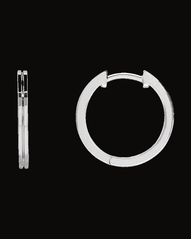 Grooved Huggie Hoop Earrings — 14K Yellow / White Gold