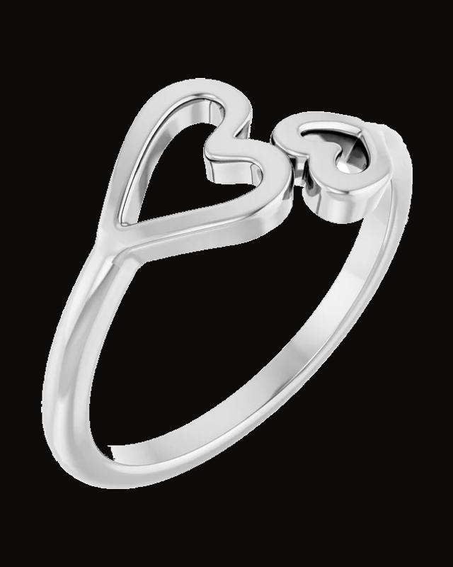 Double Heart Ring — Sterling Silver · 1.5 mm