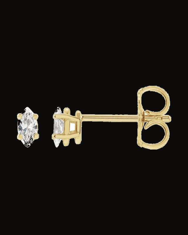1/8 CTW Natural Diamond 4-Prong Wire Basket Earrings — 14K Yellow Gold