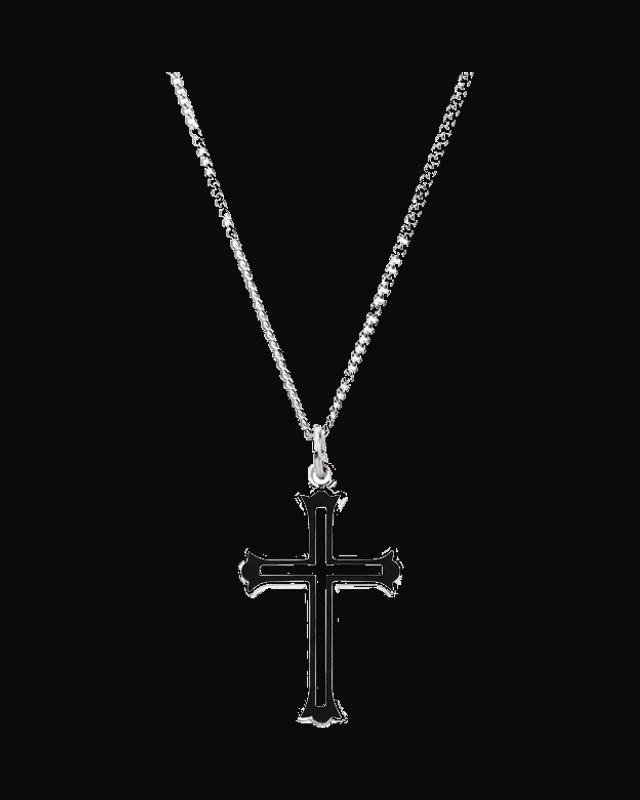 Enameled Cross Necklace — Sterling Silver