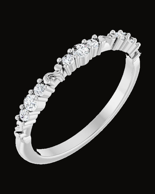 1/6 CTW Natural Diamond Anniversary Band — Rhodium-Plated on 14K White Gold · 1.5 mm