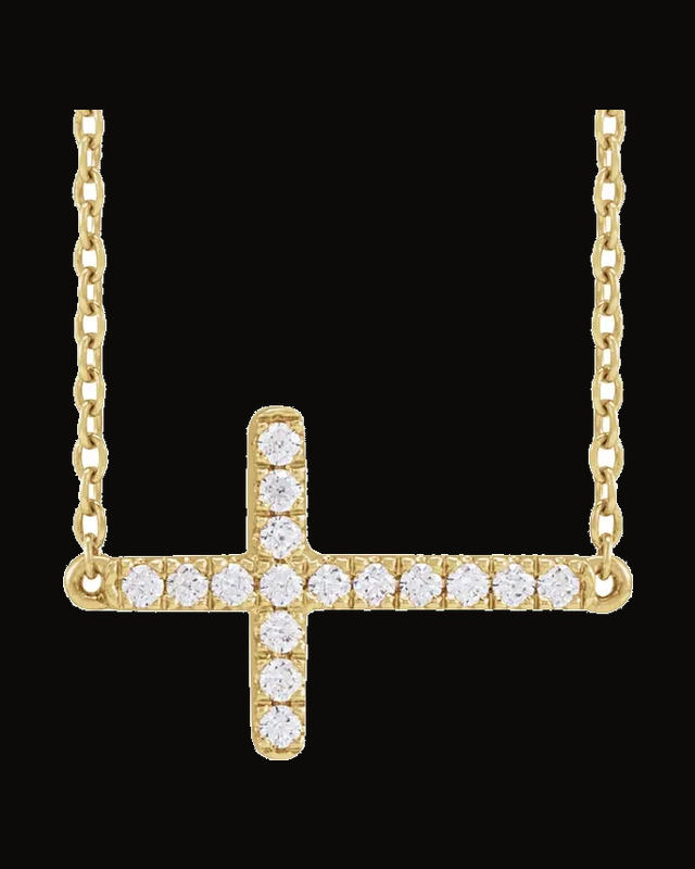 1/6 CTW Lab Grown Diamond Sideways Cross Necklace