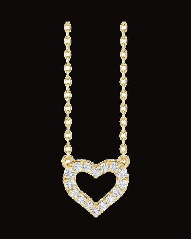 1/5 CTW Lab-Grown Diamond Heart Necklace — 14K Yellow Gold