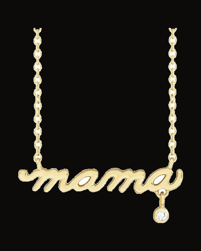 0.015 Ct Natural Diamond Lowercase Script "Mama" Necklace — Sterling Silver