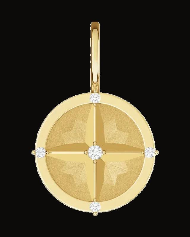 0.03 CTW Natural Diamond Compass Charm/Pendant