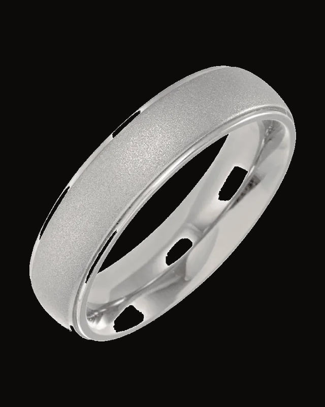 Stepped-Edge Standard-Fit Half Round Band With Oxidized Finish — Titanium · 5 mm