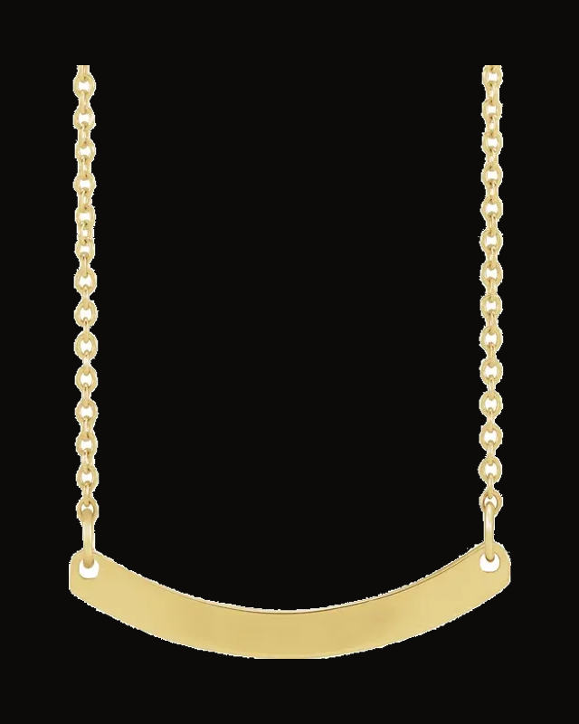 Engravable Curved Bar Necklace — 14K Yellow Gold