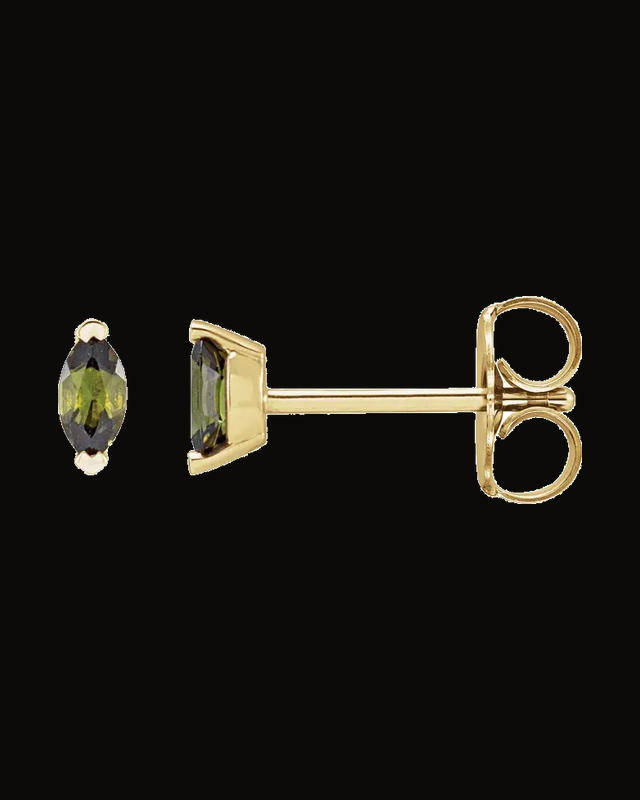 Solitaire V-Prong Stud Earrings — 14K Yellow Gold · 4 x 2 mm