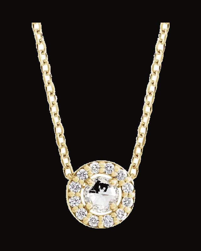 1/8 CTW Natural Rose-Cut Natural Diamond Halo-Style Necklace — 14K Yellow Gold