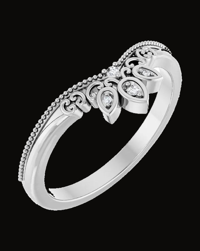 0.02 CTW Natural Diamond Contour Band — 14K White / Yellow Gold · 1.9 mm