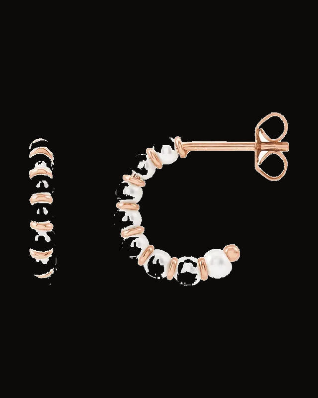 Cultured White Freshwater Pearl Earrings — 14K Rose Gold · 3 mm