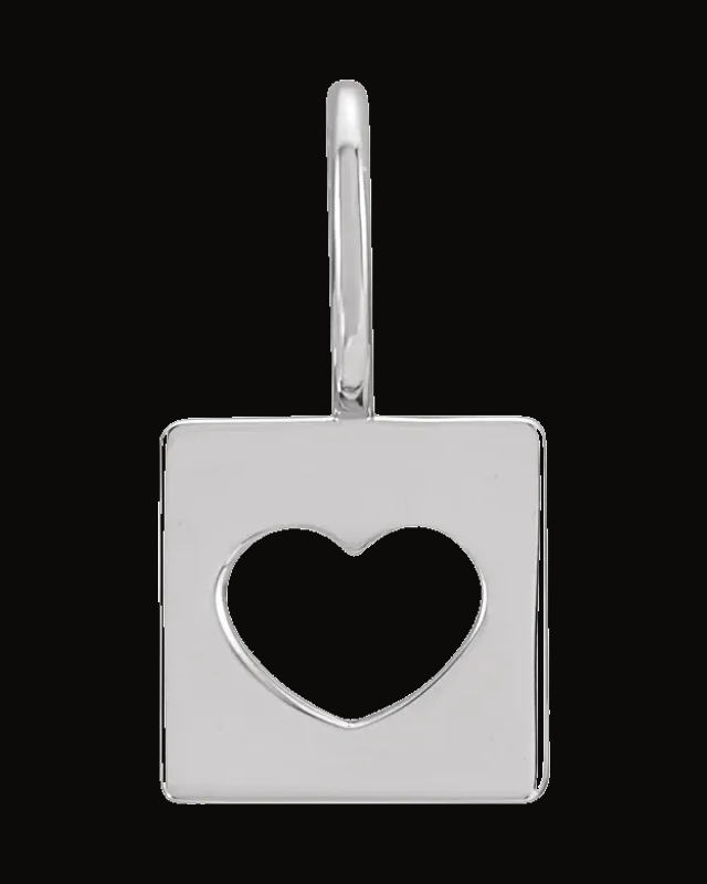 Pierced Heart Charm/Pendant — Sterling Silver