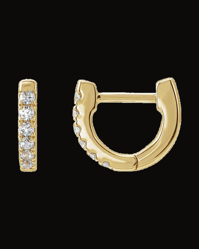 Accented U-Hoop Earrings — 14K White / Yellow Gold · 1.3 mm