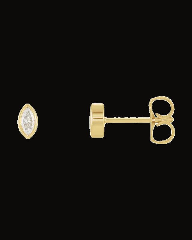 Marquise Bezel-Set Stud Earrings — 14K Yellow Gold