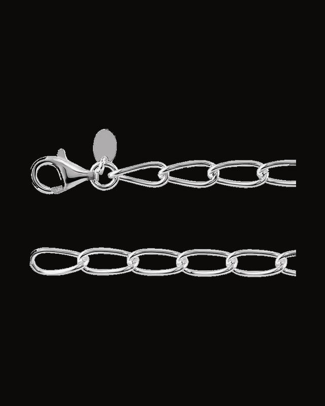 4.7 mm Elongated Curb Chain — Silver-Plated on Sterling Silver