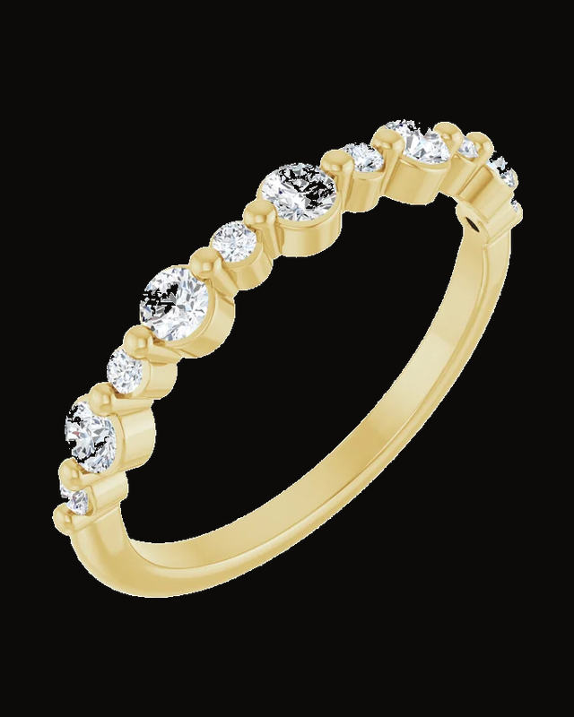Shared-Prong Accented Anniversary Band — 14K Yellow / White Gold · Lab-Grown Diamond