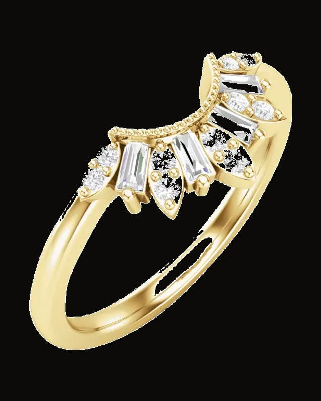 1/5 CTW Natural Diamond Contour Band — 14K Yellow Gold · 1.61 mm