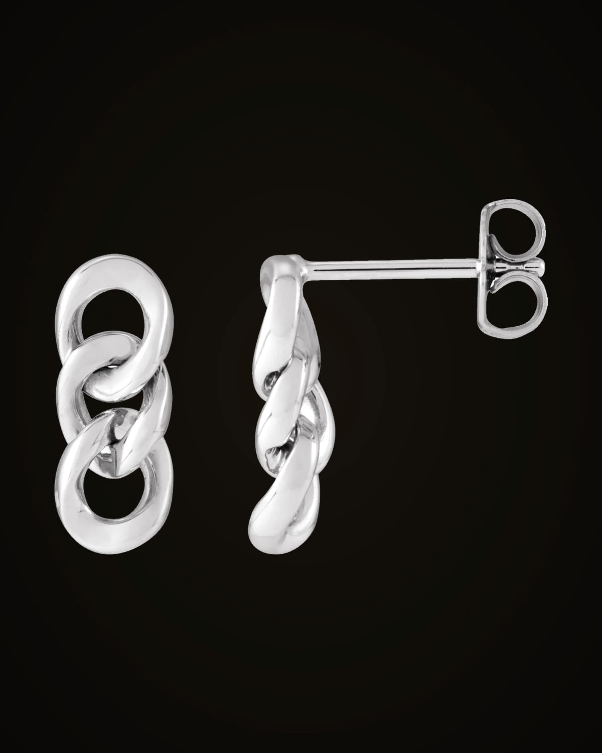 Curb Chain Link Earrings — Sterling Silver