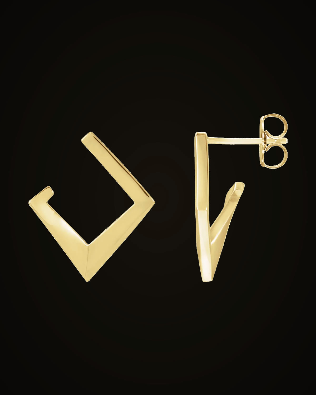 Geometric Front-Back Hoop Earrings — 14K Yellow Gold
