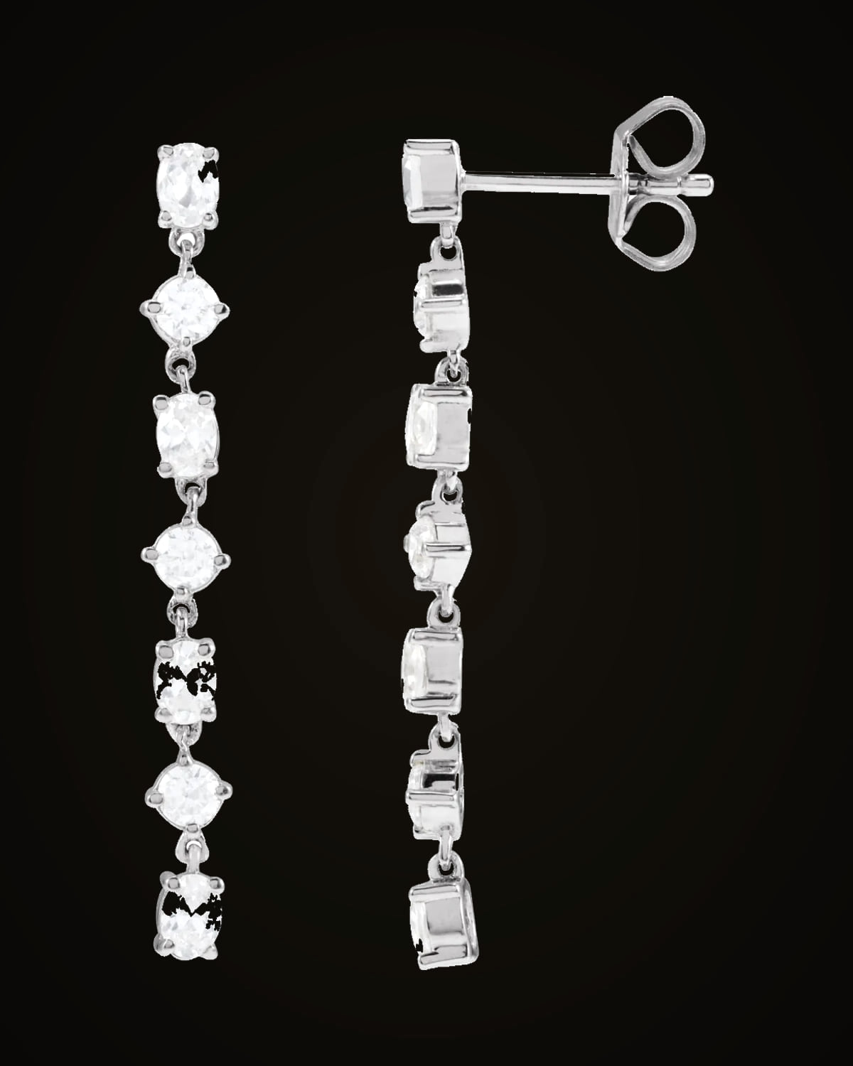1 1/5 CTW Lab-Grown Diamond Seven-Stone Dangle Earrings — Rhodium-Plated on Sterling Silver