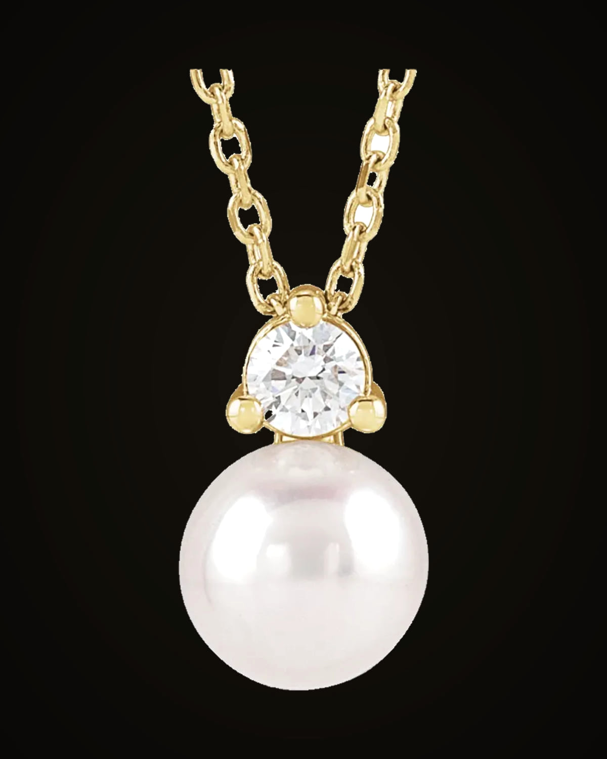 Cultured Freshwater Pearl And 1/10 Ct Lab-Grown Diamond Slide Necklace — 14K Yellow Gold · I1 · G-H
