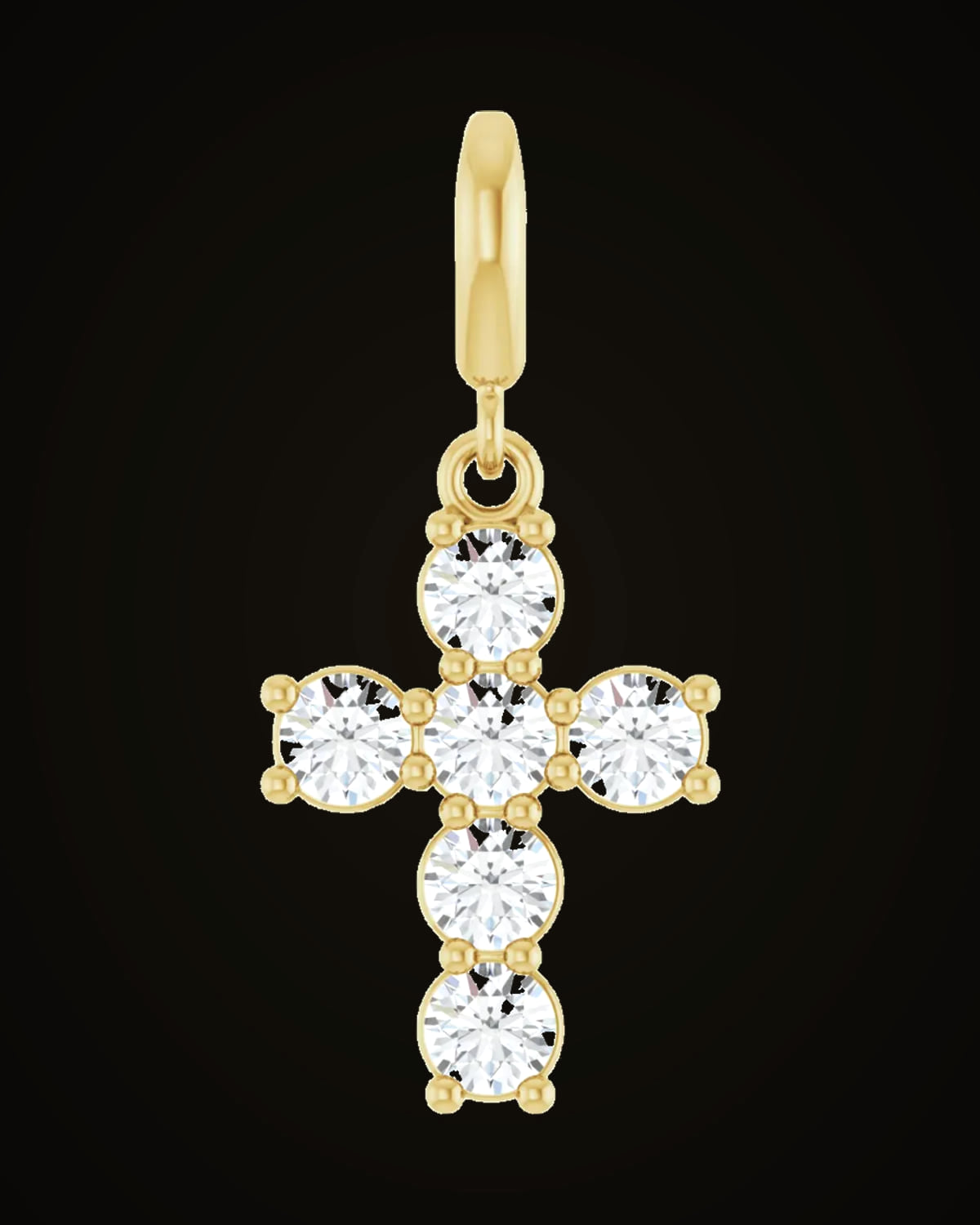 3/4 CTW Lab-Grown Diamond Cross Charm/Pendant — 14K Yellow Gold
