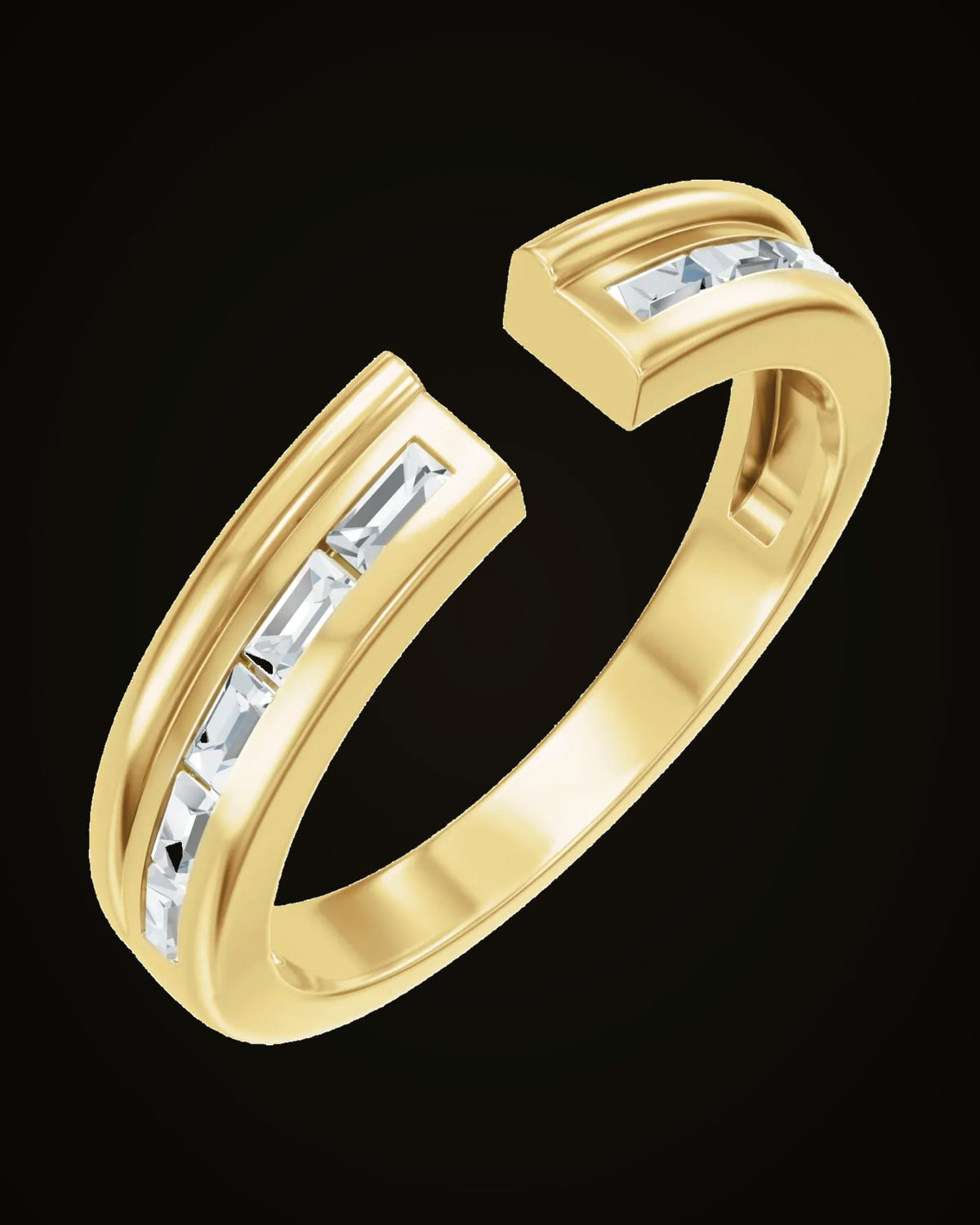 1/4 CTW Lab-Grown Diamond Open Band — 14K Yellow Gold · 2.4 mm · VS · F · Size 7