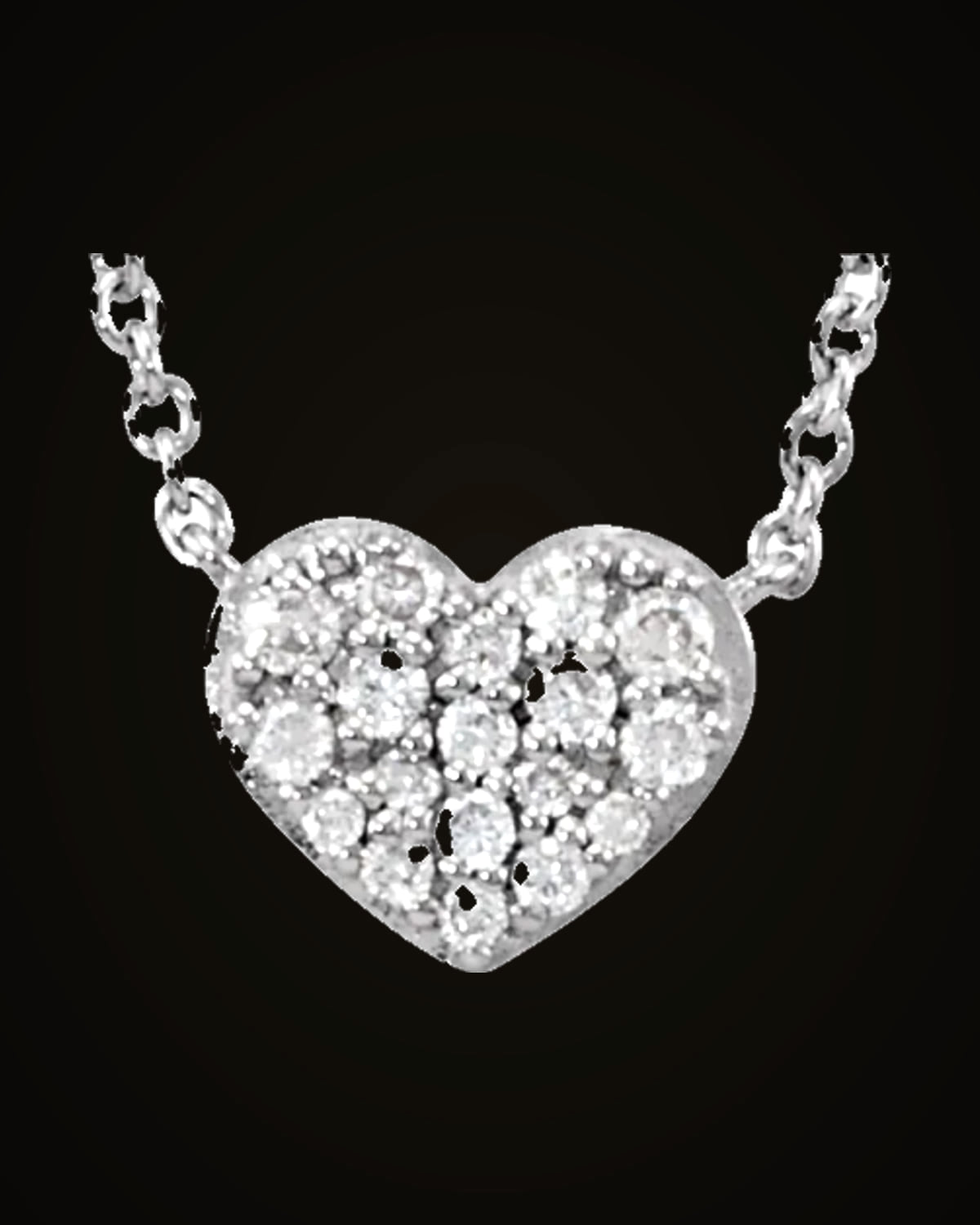 1/10 CTW Natural Diamond Heart Necklace — Rhodium-Plated on 14K White Gold · I1 · H-I