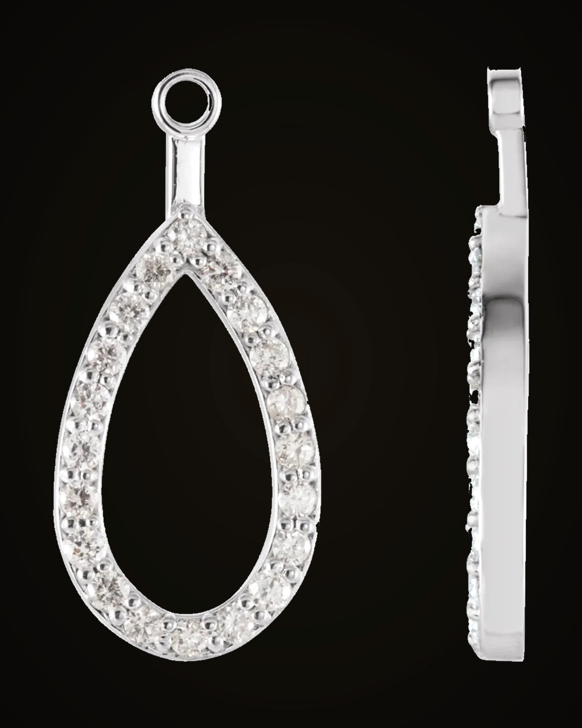 Teardrop Earring Jackets — Rhodium-Plated on 14K White Gold · 1/5 CTW
