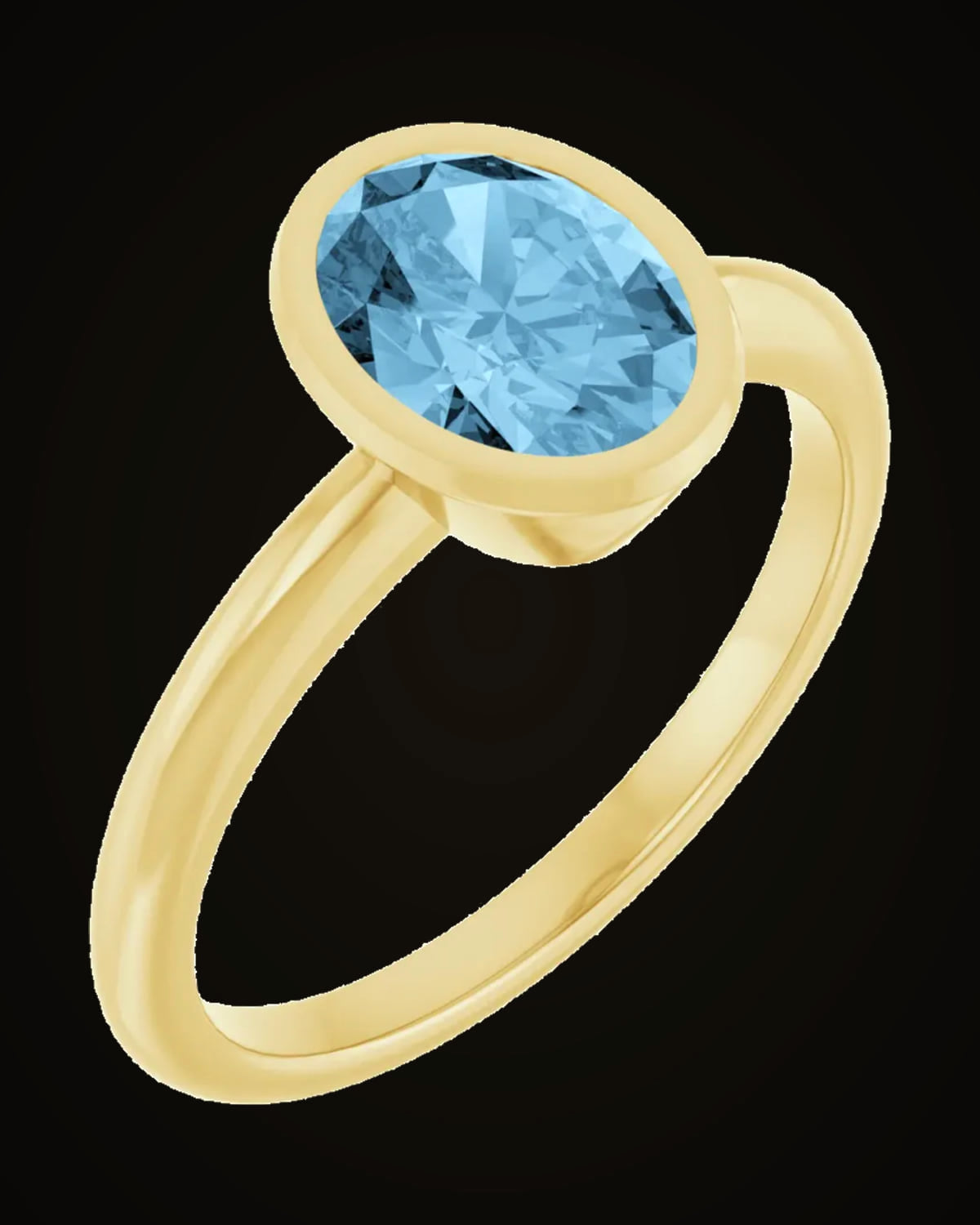 Natural Sky Blue Topaz Solitaire Ring — 14K Yellow Gold · 1.9 mm · 8 x 6 mm