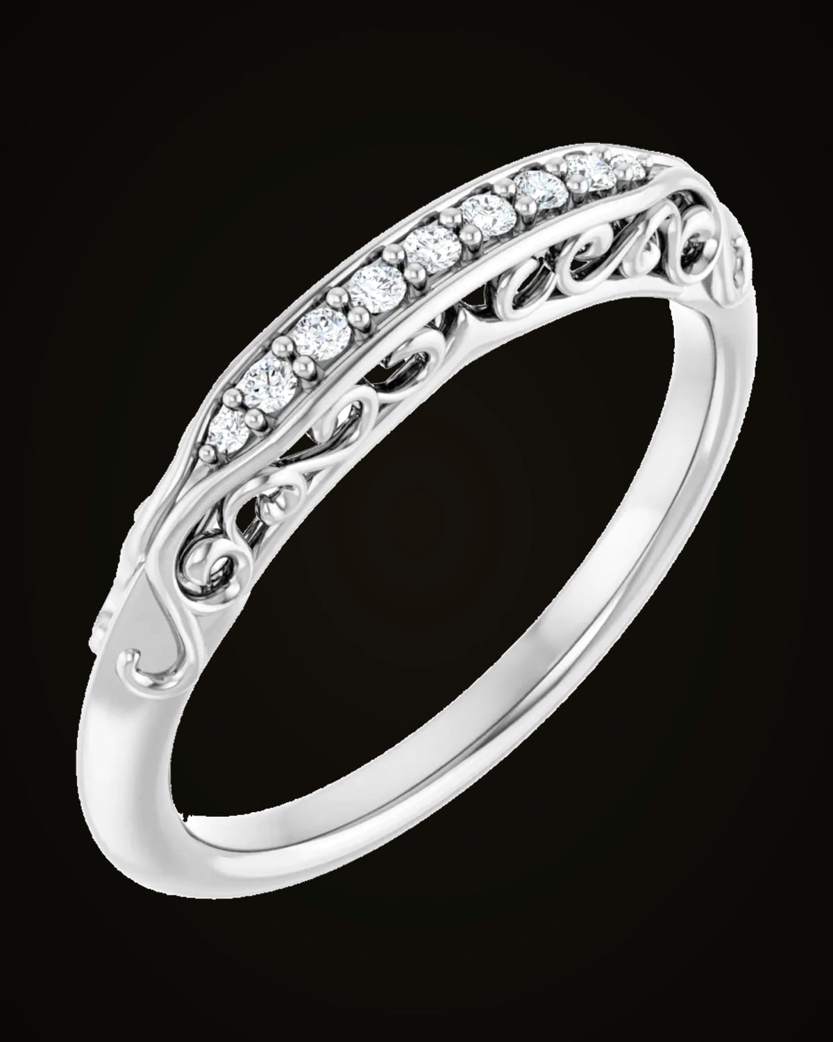 0.07 CTW Natural Diamond Matching Band — Rhodium-Plated on 14K White Gold · 2.08 mm · SI2-SI3 · G-H