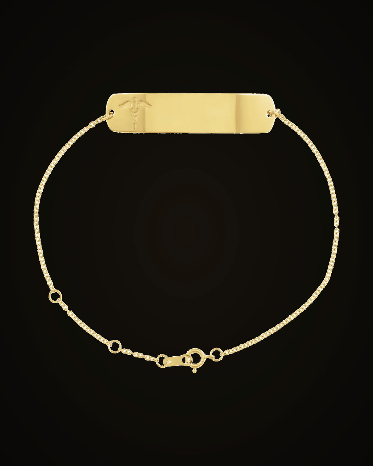 Engravable Curved Medical Id Bracelet — 14K Yellow Gold