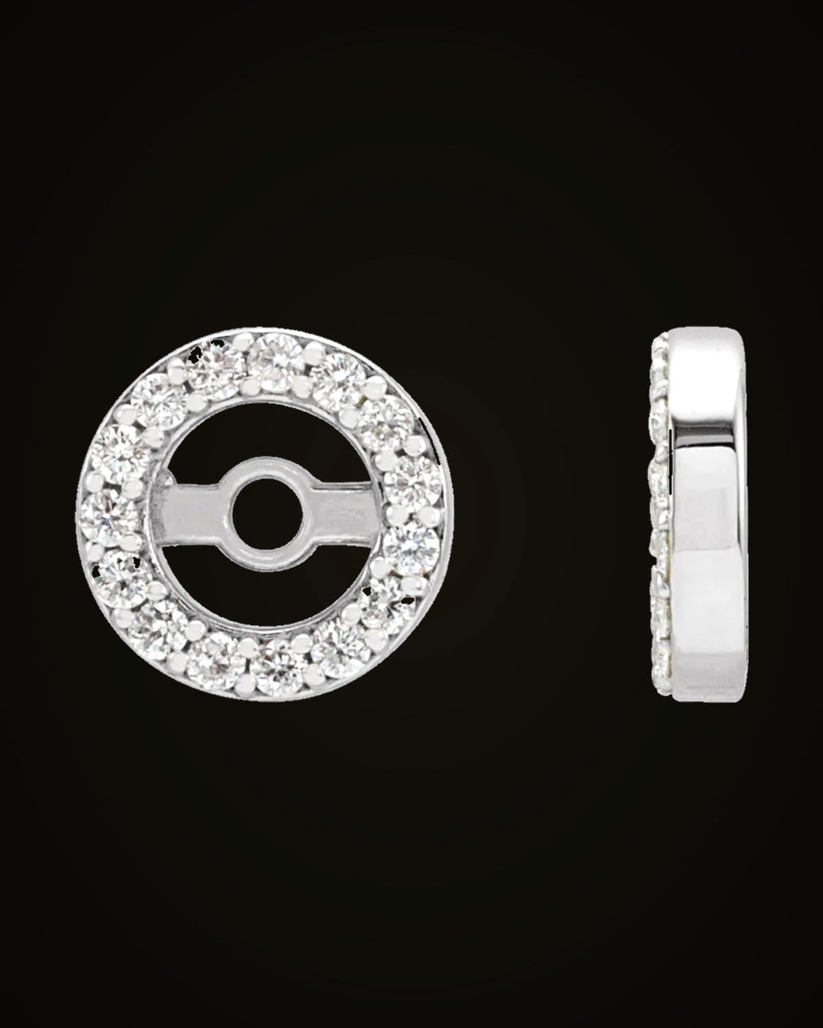 0.08 CTW Natural Diamond Earring Jackets — Rhodium-Plated on 14K White Gold