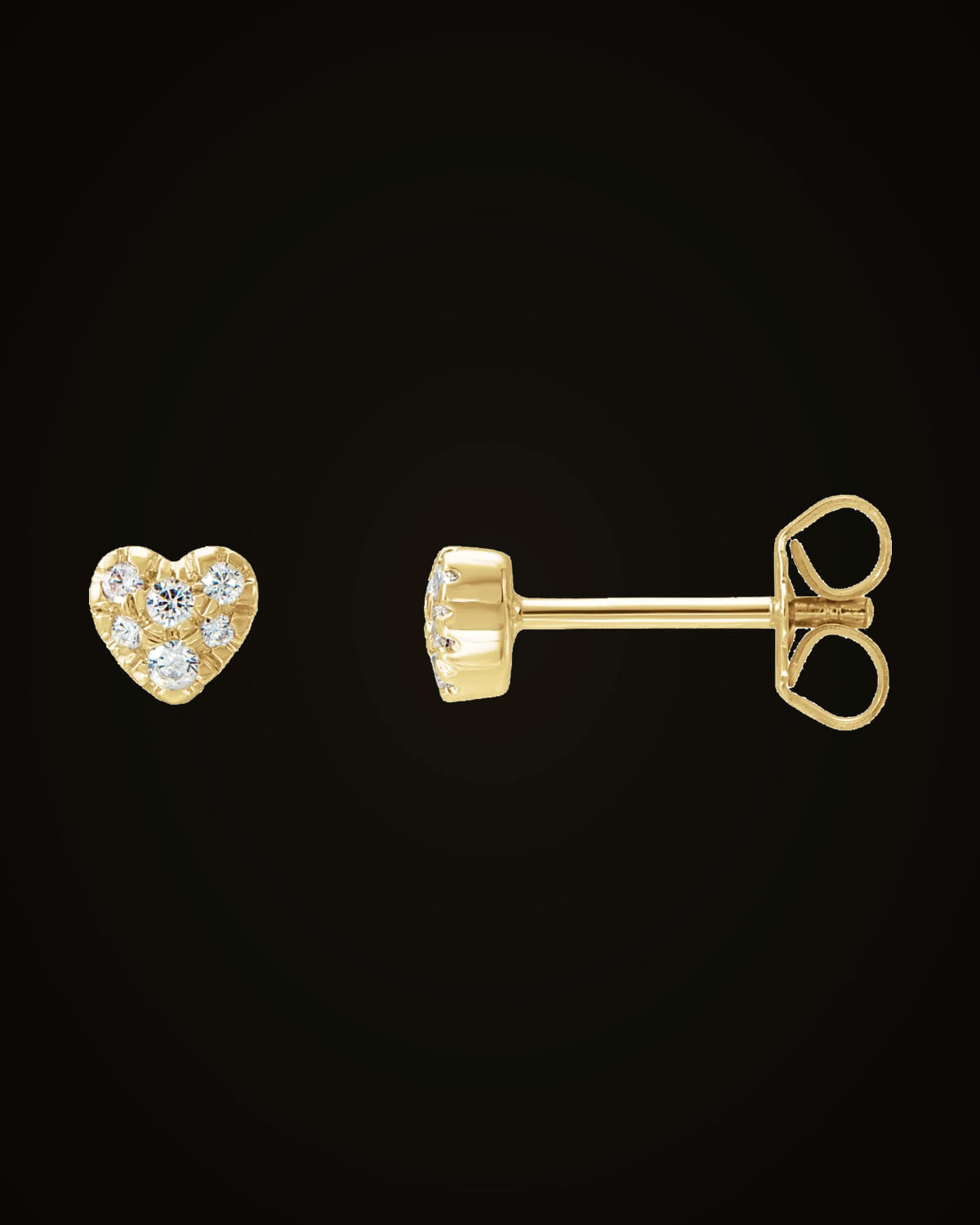 1/10 CTW Natural Diamond Heart Earrings — 14K Yellow Gold