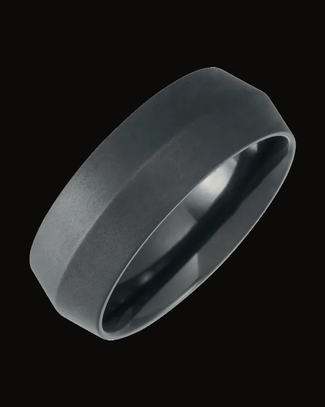 Knife Edge Band With Satin Finish — Black Titanium · 8 mm