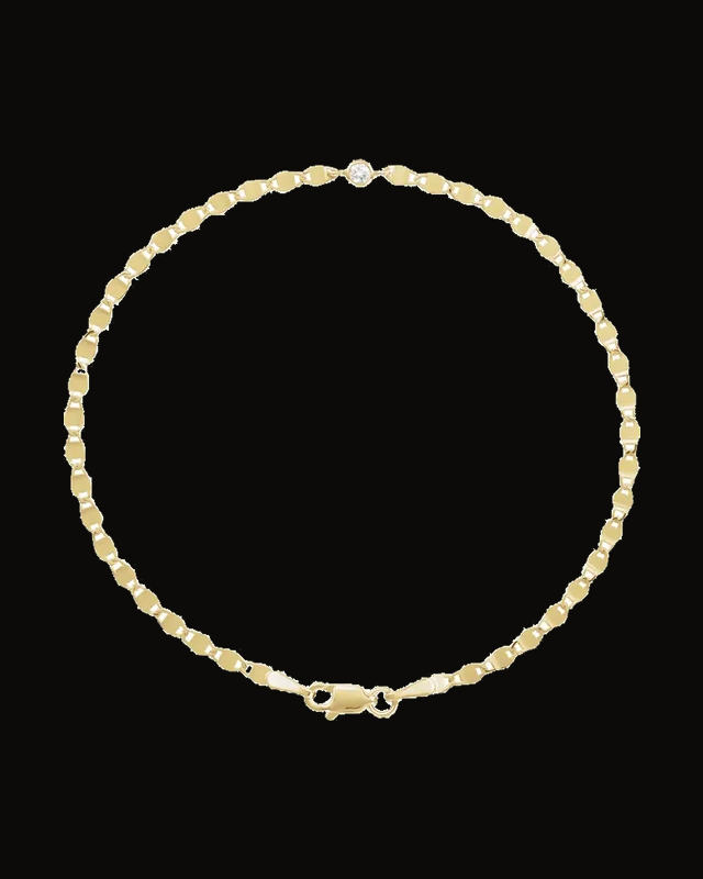 0.06 Ct Natural Diamond Bezel-Set Solitaire Bracelet — 14K Yellow Gold