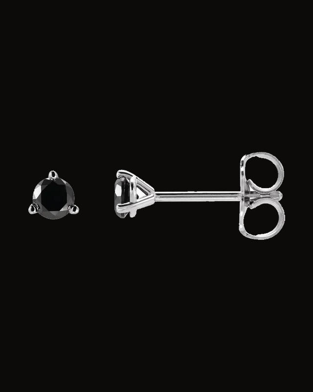 Round 3-Prong Stud Earrings — 14K White / Yellow Gold
