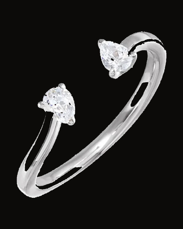 1/5 CTW Lab-Grown Diamond 2-Stone Ring — Rhodium-Plated on 14K White Gold · 1.67 mm